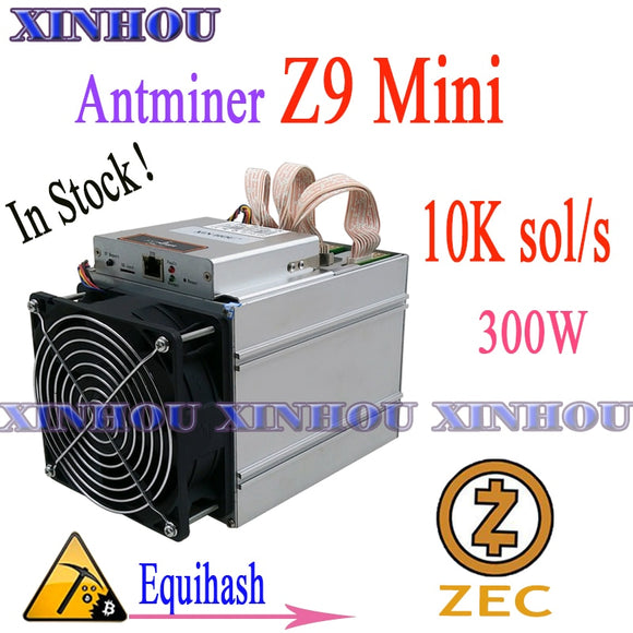 ZCASH ZEC miner Antminer Z9mini 10k 300W Equihash Ingen PSU Miner bättre än ASIC S9 Z11 T9+ WhatsMiner M3 M21S M20S M21 Ebit E12+