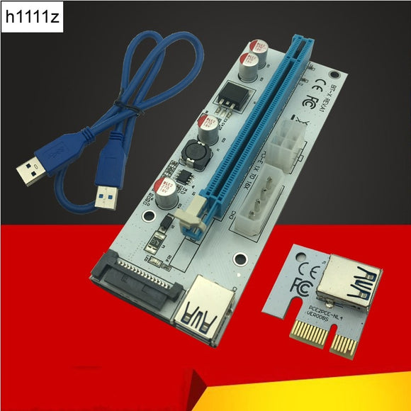 VER008S 3 in 1 Molex Power 60CM PCI-E Riser Card 4pin 6pin SATA USB 3.0 PCI-E 1x till 16x Riser för Antminer Bitcoin Miner Mining