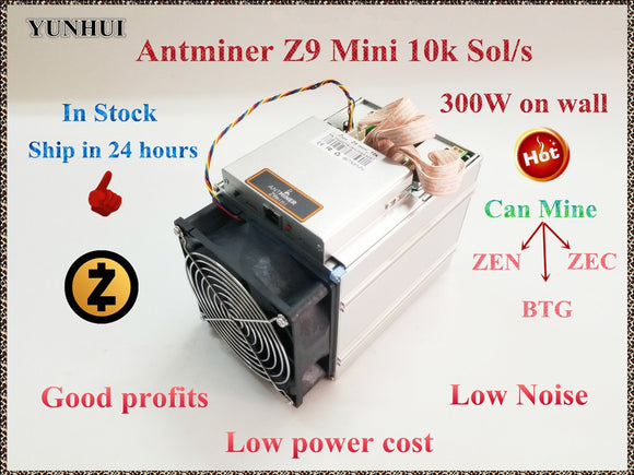 YUNHUI ZCASH Miner Antminer Z9 Mini 10k Sol/s 300W Asic Equihash Miner Mine ZEN ZEC BTG Ekonomisk än Innosilicon A9