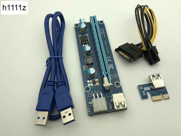 VER006C Riser Card PCI-E 1x till 16x PCI Express Riser USB 3.0-kabel SATA till 6Pin IDE-strömförsörjning för BTC Mining Miner Antminer