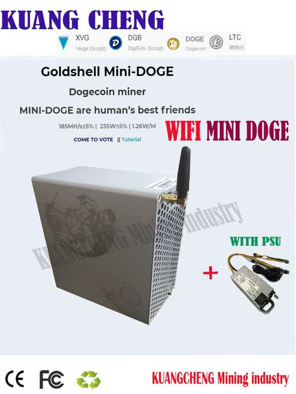 i lager WIFI Goldshell Mini Doge 185M 300W Miner LTC Miner Mining Doge Coin Med Mute PSU bättre än Antminer Innosilicon