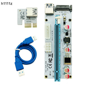10PCS 008s PCI-E Riser 3 in 1 4pin Molex 6pin SATA 60cm PCIE 1x till 16x Adapter PCI Express Riser Card för Antminer Bitcoin Miner