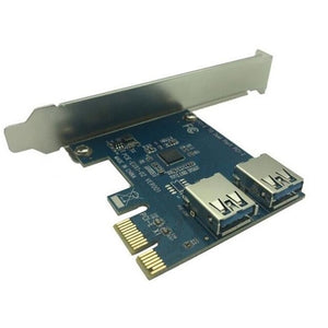 SSU PCI Expansion Card PCIE 1X till 2 portar USB 3.0 HUB Controller Adapter Riser-kort för Bitcoin Mining Device Miner Antminer