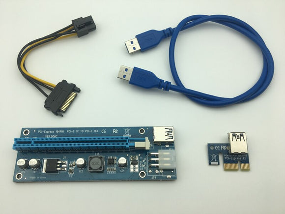 VER006C Riser Card 1x till 16x PCI Express PCI-E Extender USB 3.0-kabel SATA till 6Pin IDE Power for Bitcoin Mining Miner Antminer