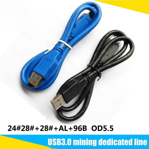 USB 3.0-kabel Datasynkroniseringssladd Typ A Hane till Hane USB3.0-förlängningskabel för Antminer Bitcoin Miner Black 100